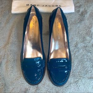 New Marc by Marc Jacobs Blue Patent Loafer Flats 9.5